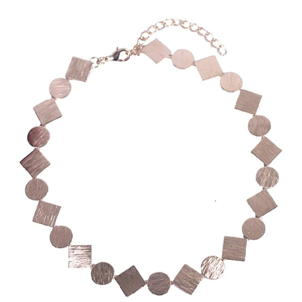 Geometric Rose Metal Plate Punk Choker